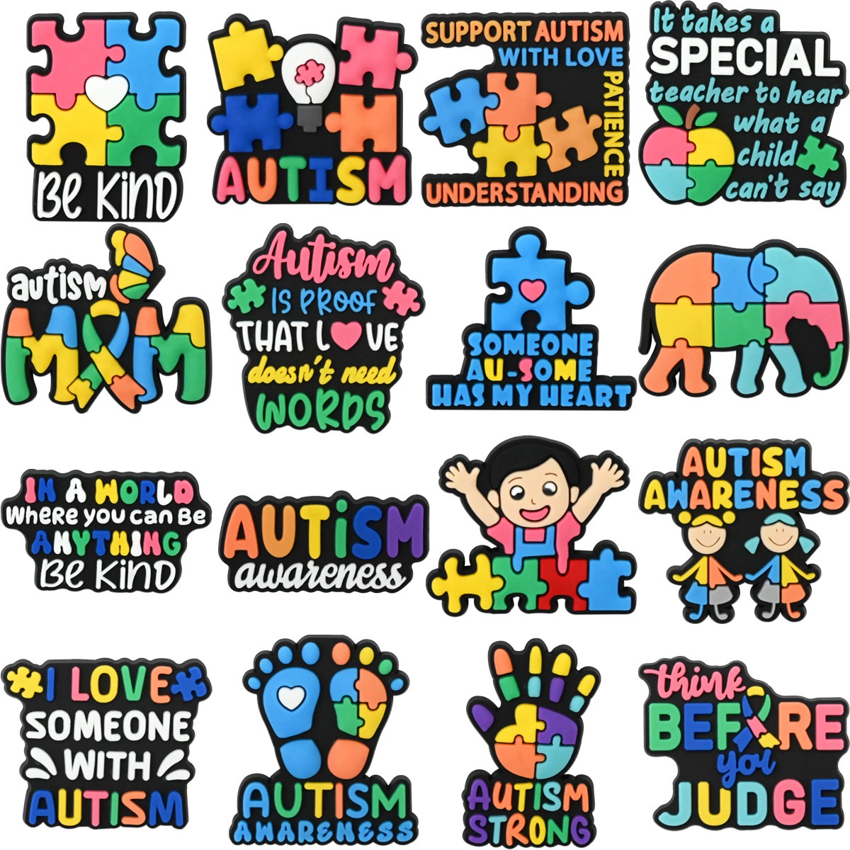 Women Shoes Kinds - 16-100pcs Be Kind Autism Shoe Buckle