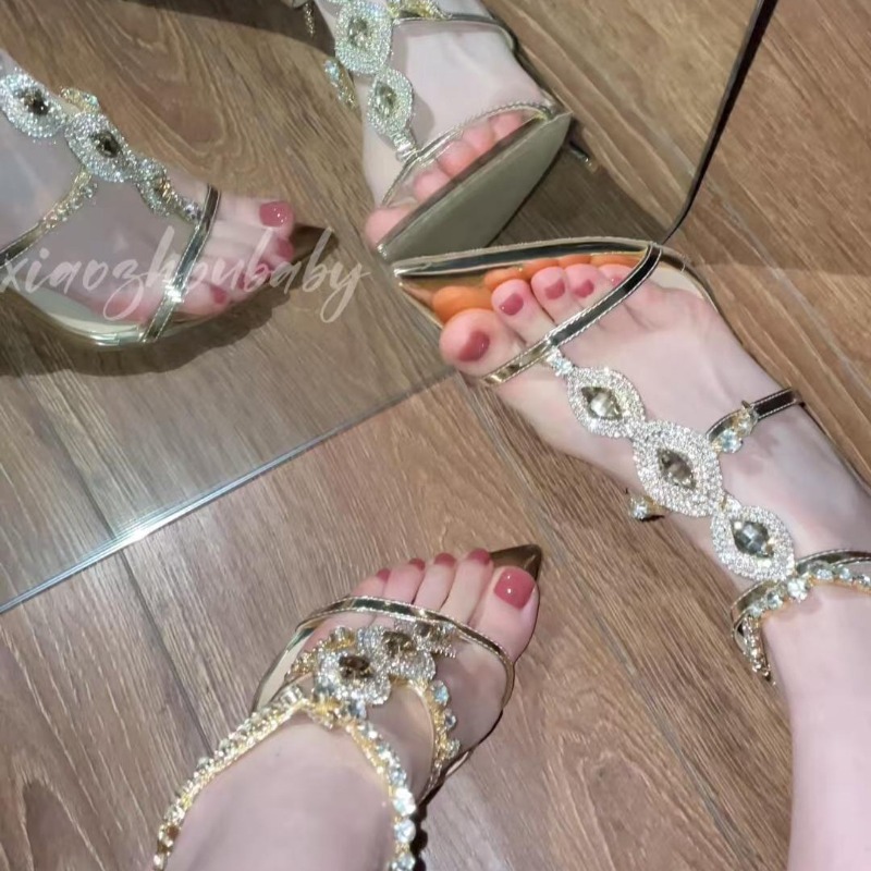 Gold Chain Sandal - Women's Sandals Luxury Gold Gemstone High