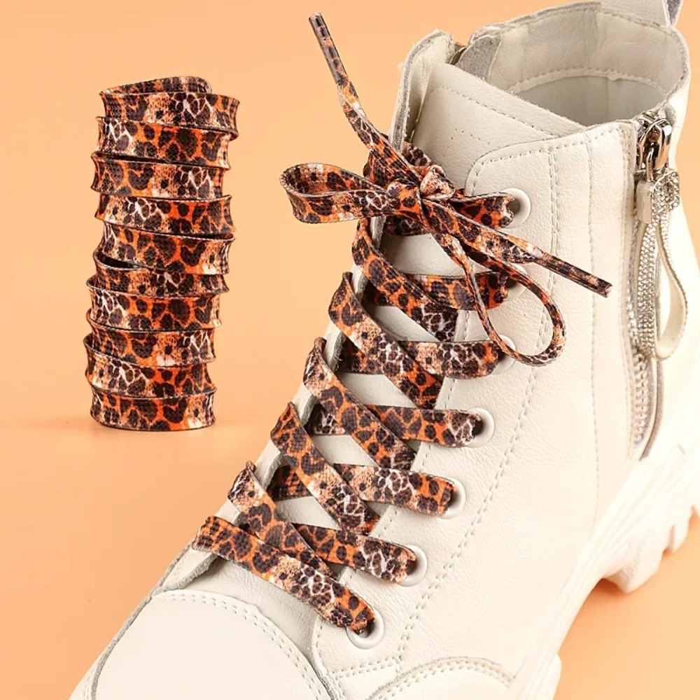 Women Shoes Kinds - Classic Leopard Print Shoelaces Women Girl