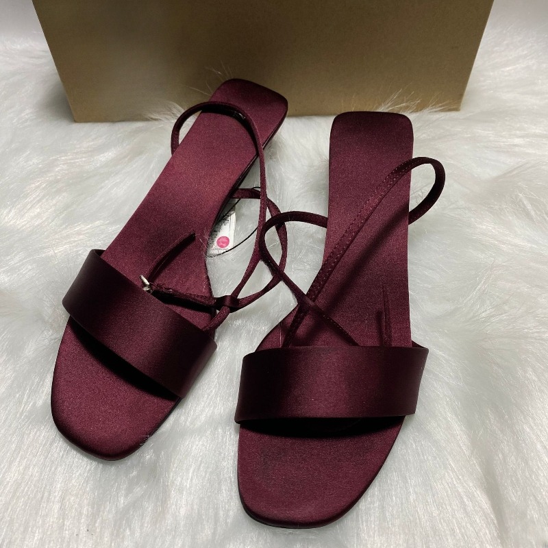 Women Shoes Branded - Luxury Satin Ankle Strap Low Heels