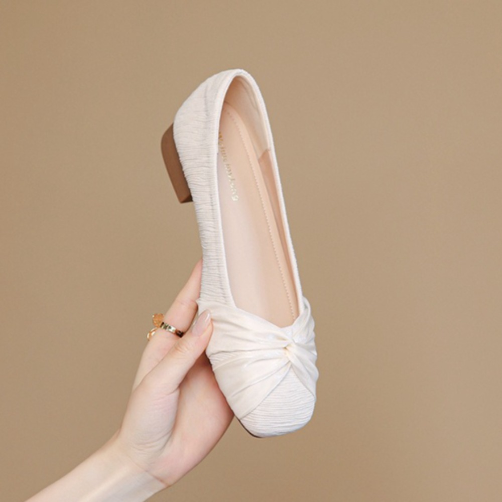 Women Shoes Elegant - Elegant Women’s Flats Satin Thick Heel