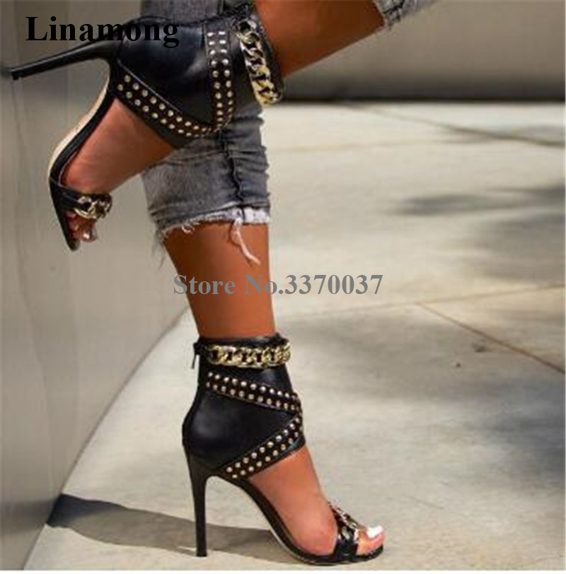 Gold Chain Sandal - Western Fashion Women Open Toe Gold