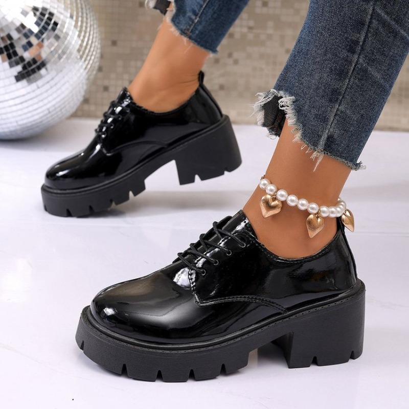 Oxford Lace Up Women - 2026 New Women Spring Black Platform