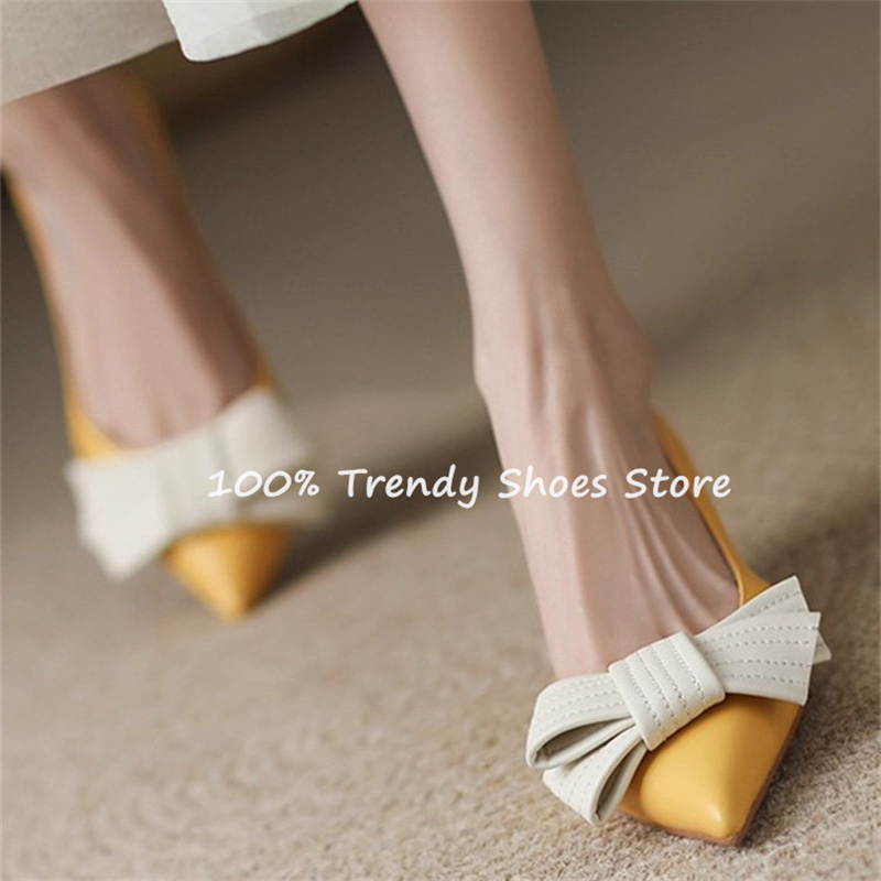 Women Shoes Elegant - Butterfly Knot Decor Women Slip-On Pumps