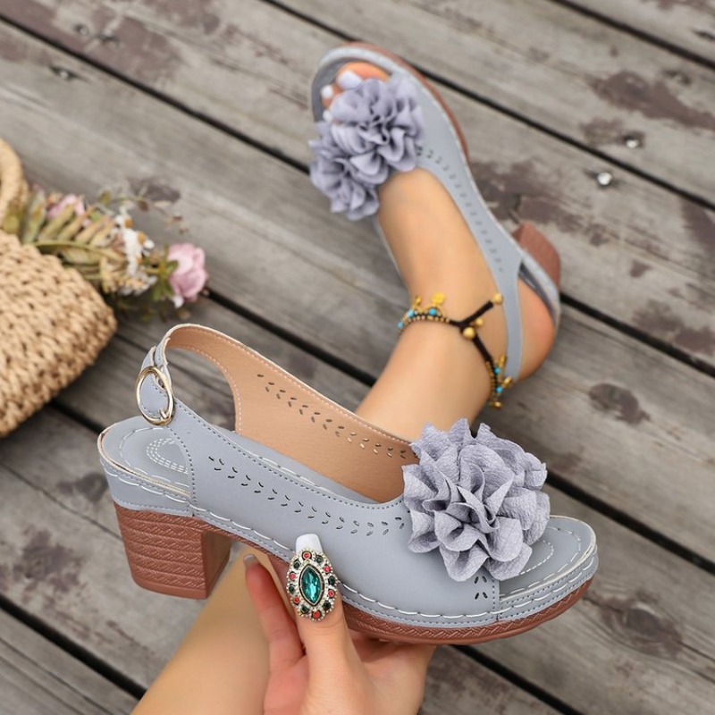 Vintage Flower Decorate Peep T - Women'S Shoes Peep Toe ulasan dan harga