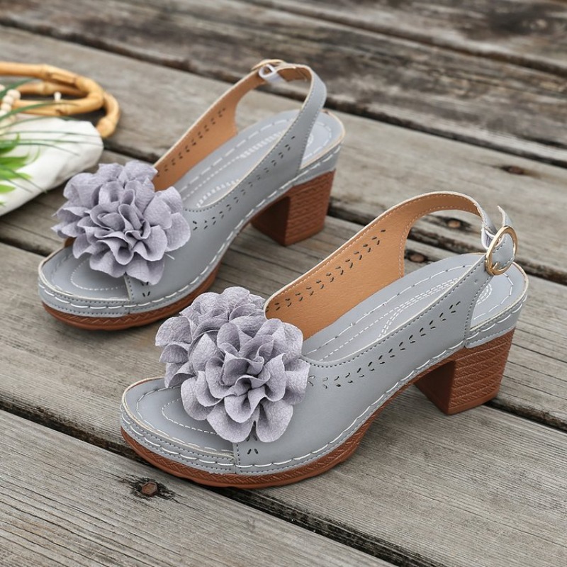 Vintage Flower Decorate Peep T - Women'S Shoes Peep Toe ulasan dan harga