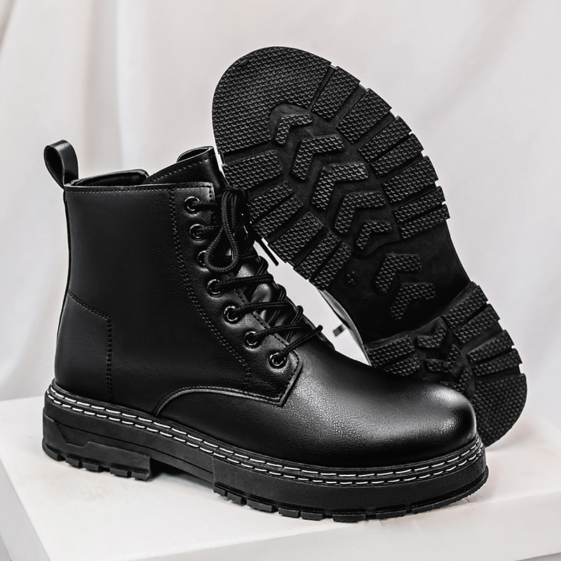 Men's 4-Season Black Patent Le - Suede Ankle Boot ulasan dan harga