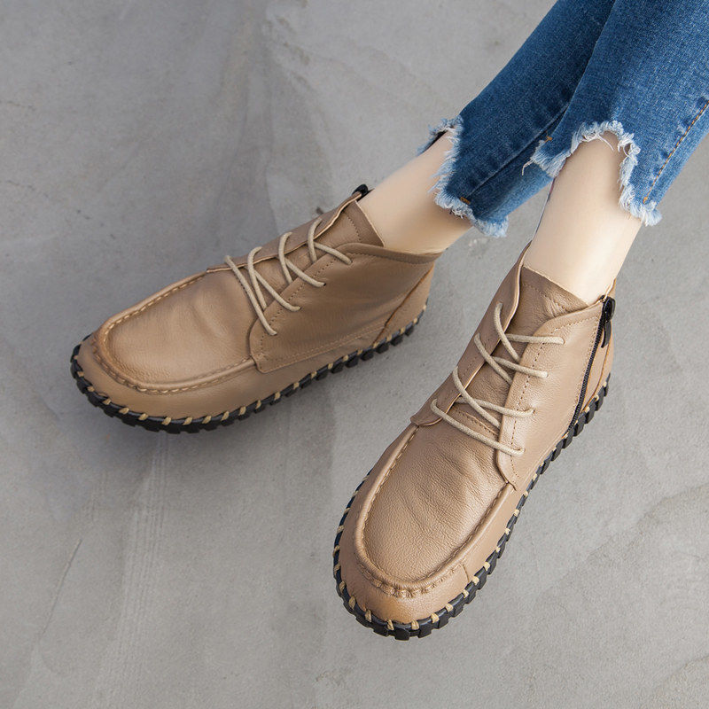 Real Leather Boots Women's Aut - Oxford Lace Up Women ulasan dan harga