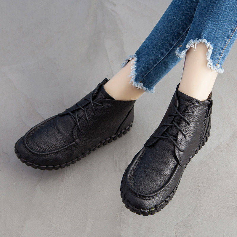 Real Leather Boots Women's Aut - Oxford Lace Up Women ulasan dan harga