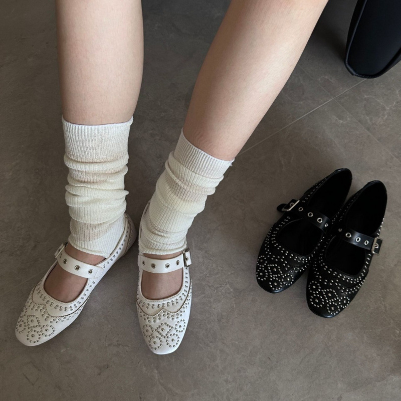 Retro Rivet Buckle Design Flat - Women Shoes Elegant ulasan dan harga