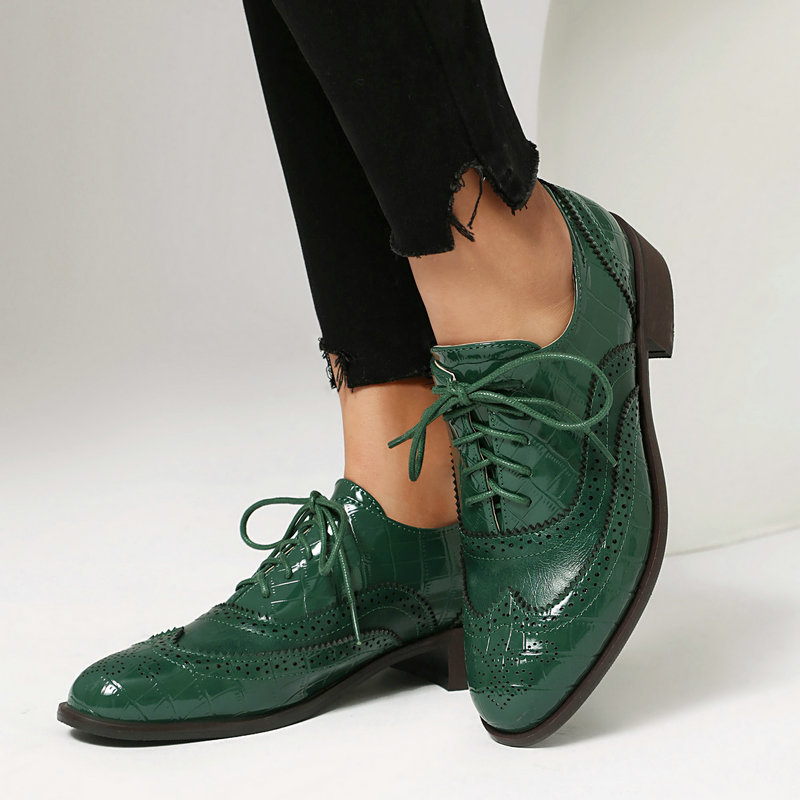 Women Stone Print Brogue Oxfor - Oxford Lace Up Women ulasan dan harga