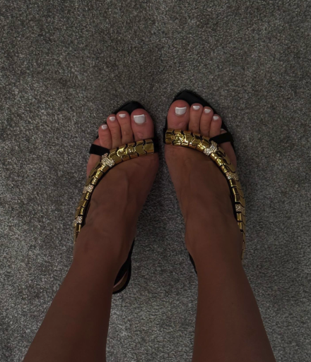 Gold metal chain sexy leather  - Gold Chain Sandal ulasan dan harga