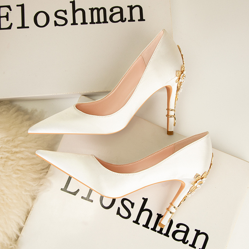 Luxury Metal Flowers Heel Crys - Women Shoes Ysl ulasan dan harga