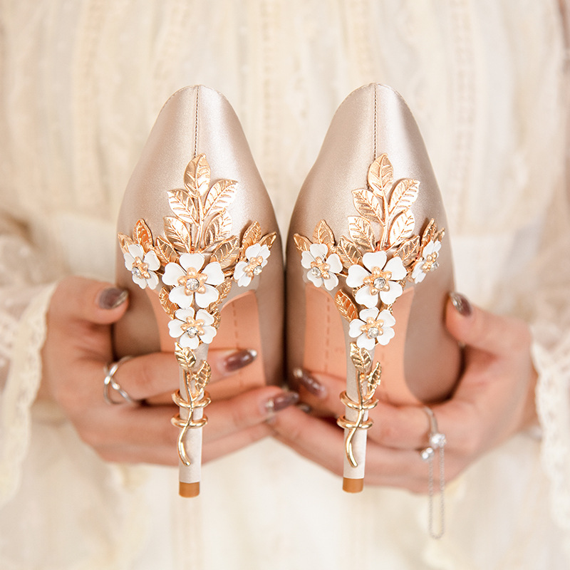 Luxury Metal Flowers Heel Crys - Women Shoes Ysl ulasan dan harga