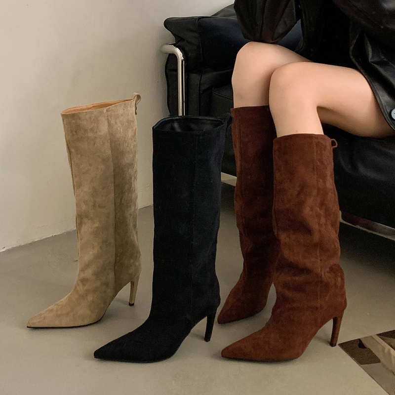 Street Punk Winter Vintage Poi - High Knee Heel Boots ulasan dan harga