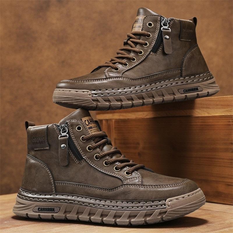 Men Leather High Top Ankle Boo - Suede Ankle Boot ulasan dan harga