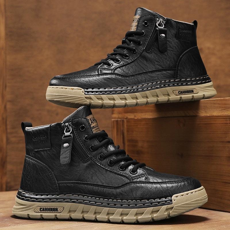 Men Leather High Top Ankle Boo - Suede Ankle Boot ulasan dan harga