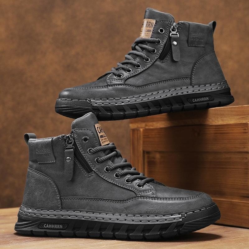 Men Leather High Top Ankle Boo - Suede Ankle Boot ulasan dan harga