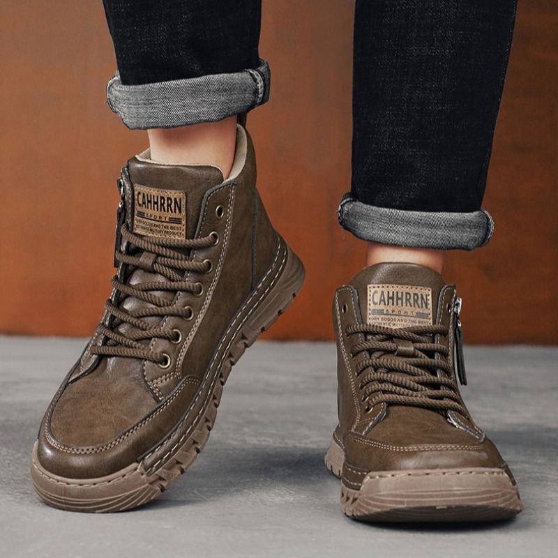 Men Leather High Top Ankle Boo - Suede Ankle Boot ulasan dan harga
