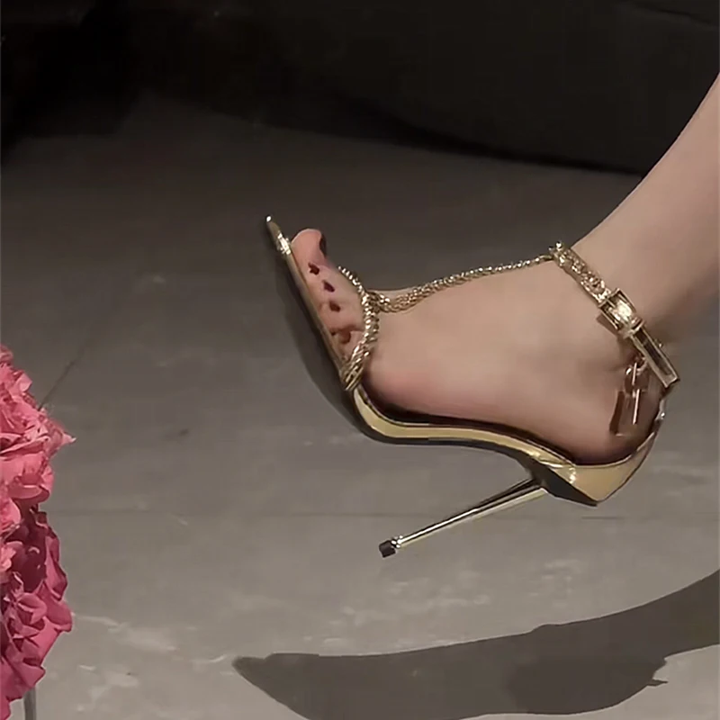 Gold Chain T-Tied Open Toe Wom - Gold Chain Sandal ulasan dan harga