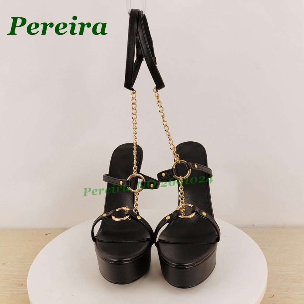 Women's Black Platform Stilett - Gold Chain Sandal ulasan dan harga
