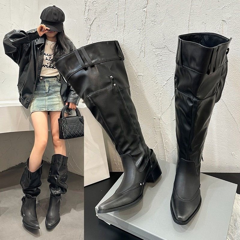 Wrapped Single Boots for Women - High Knee Heel Boots ulasan dan harga