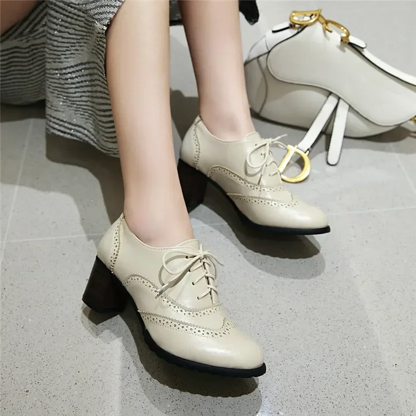 British Women Oxfords High Blo - Oxford Lace Up Women ulasan dan harga