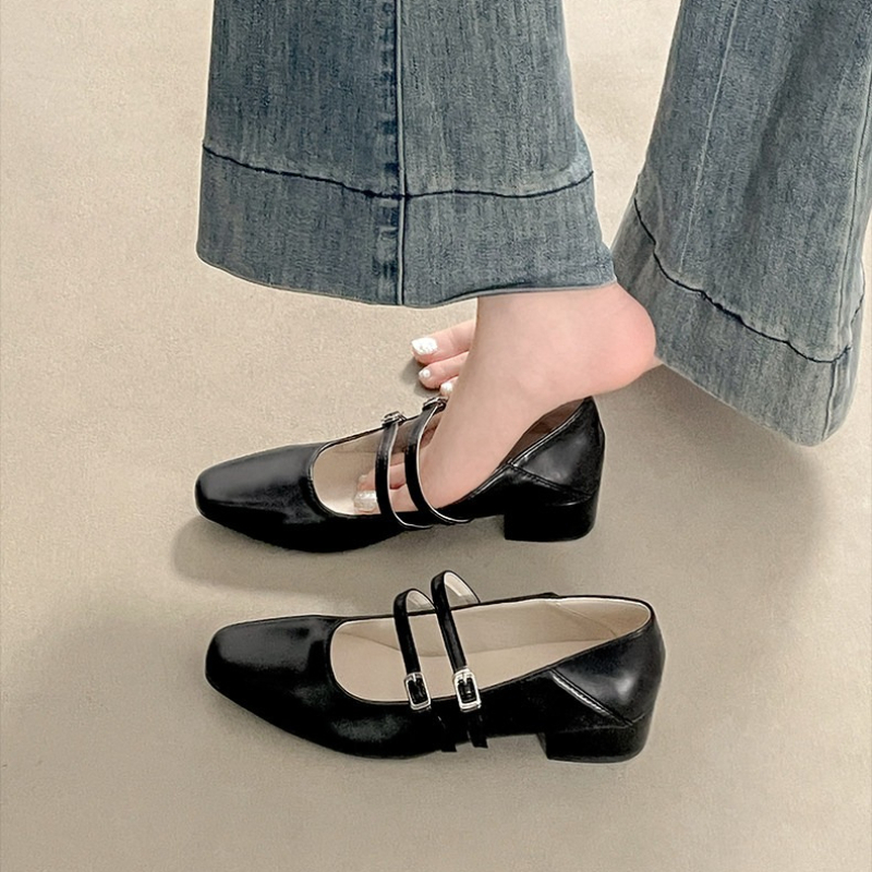 Square Toe Low Heel Women Silv - Women Shoes Elegant ulasan dan harga