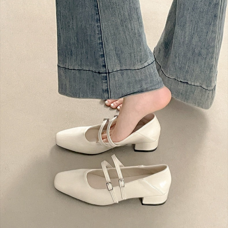 Square Toe Low Heel Women Silv - Women Shoes Elegant ulasan dan harga