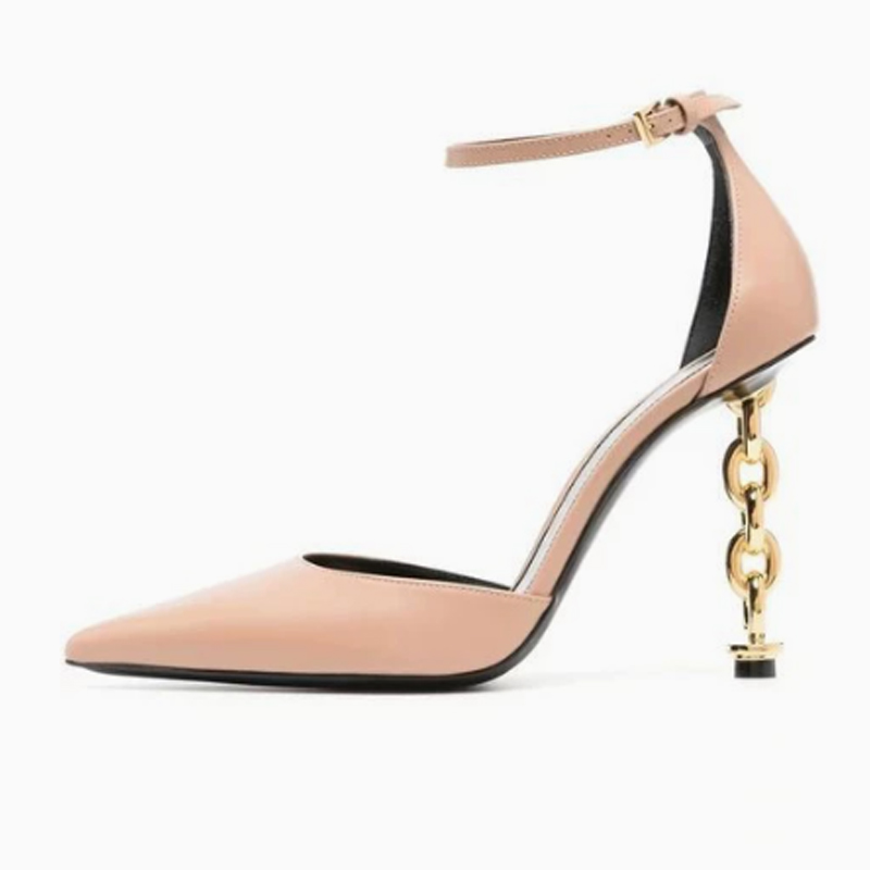 Sexy Gold Chain Heel Pointed T - Gold Chain Sandal ulasan dan harga