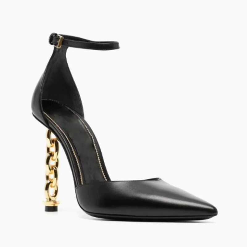 Sexy Gold Chain Heel Pointed T - Gold Chain Sandal ulasan dan harga