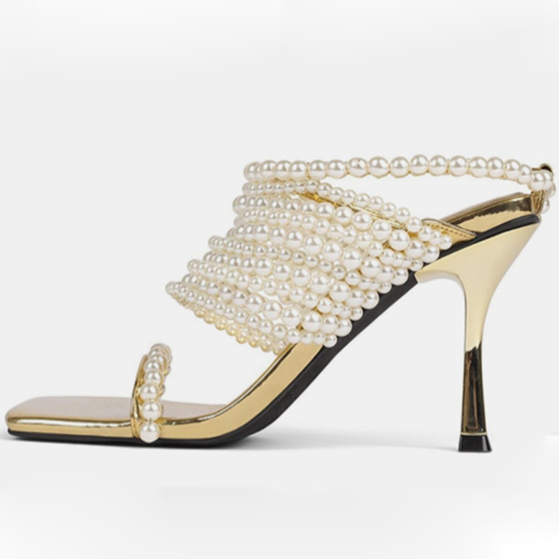 Glossy Pearl Chains Straps Sli - Gold Chain Sandal ulasan dan harga