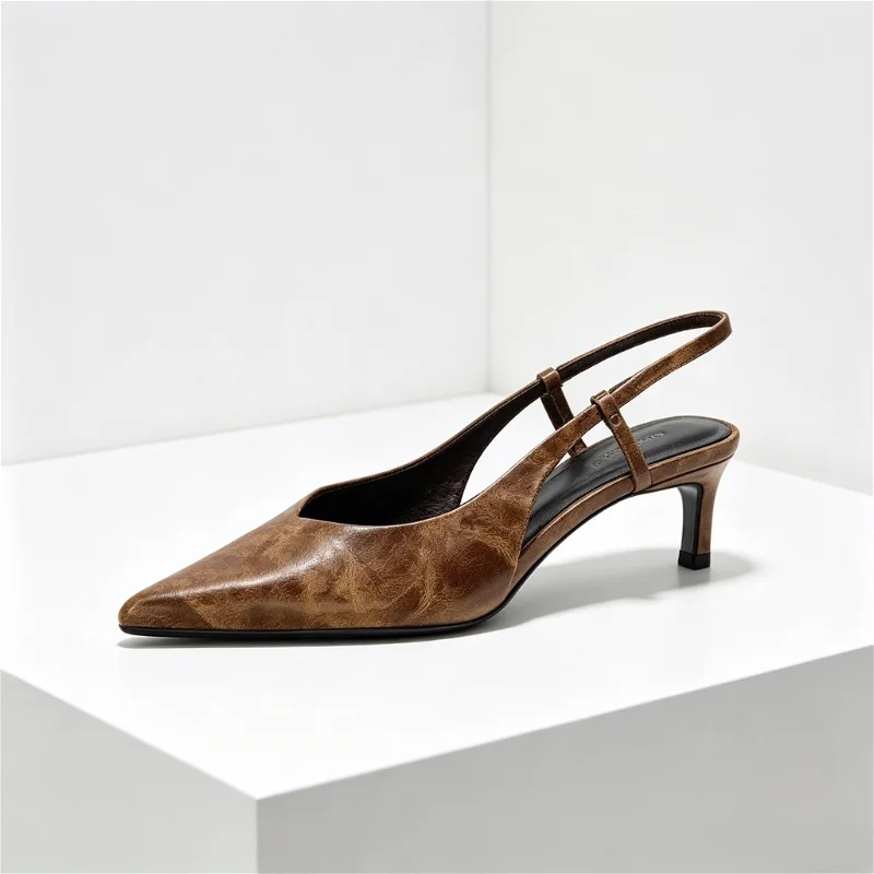 Retro Brown Kitten Heel Design - Women Shoes Brown Colour ulasan dan harga
