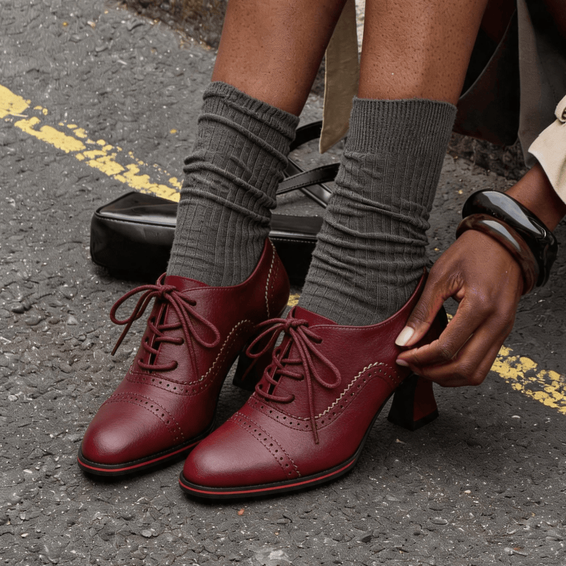 Women’s Faux Leather Brogue Ox - Oxford Lace Up Women ulasan dan harga