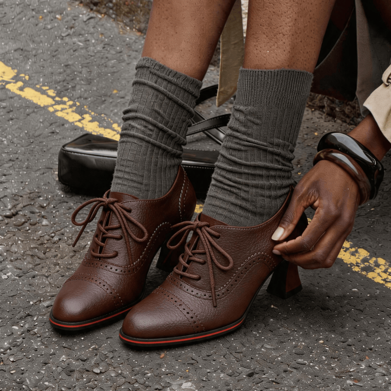 Women’s Faux Leather Brogue Ox - Oxford Lace Up Women ulasan dan harga