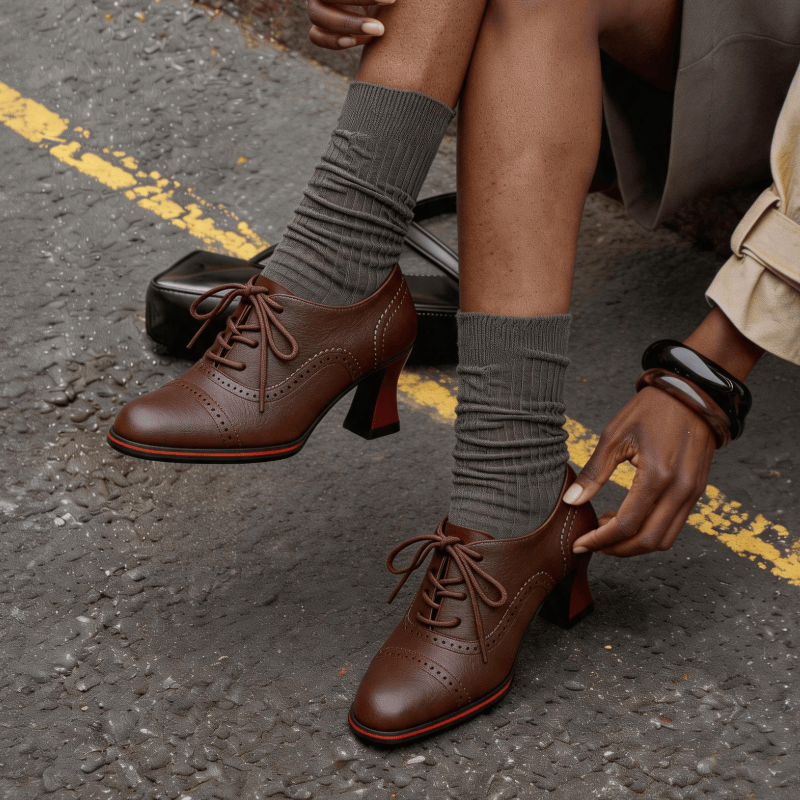 Women’s Faux Leather Brogue Ox - Oxford Lace Up Women ulasan dan harga