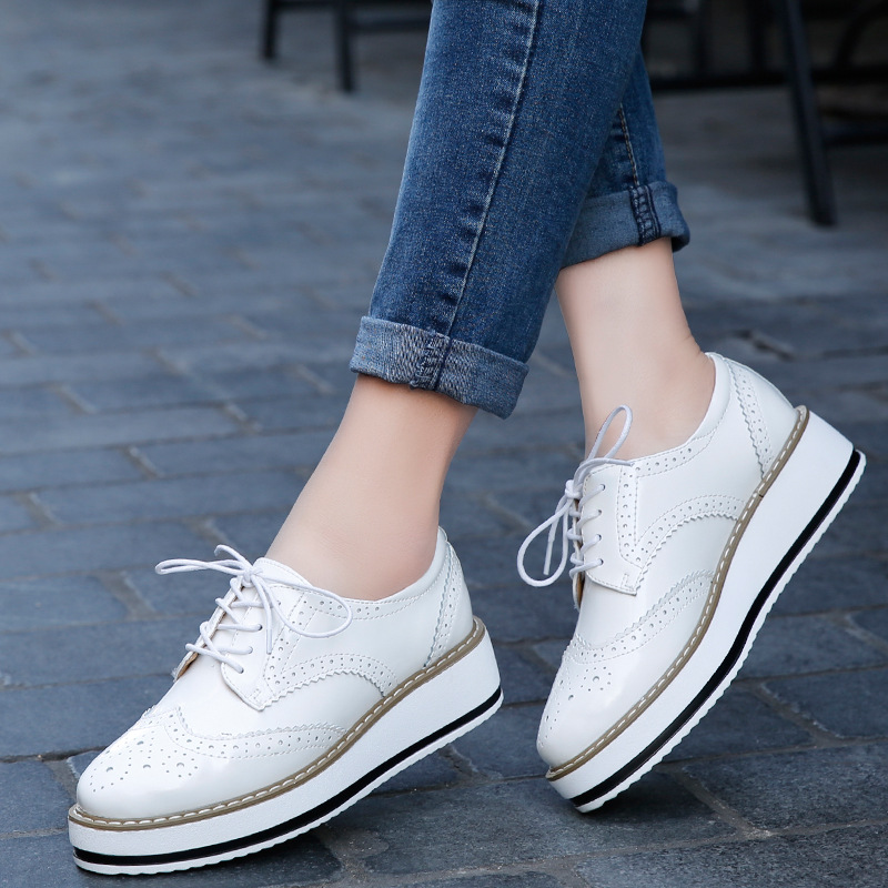 Women Loafers Shoes Leather Th - Oxford Lace Up Women ulasan dan harga