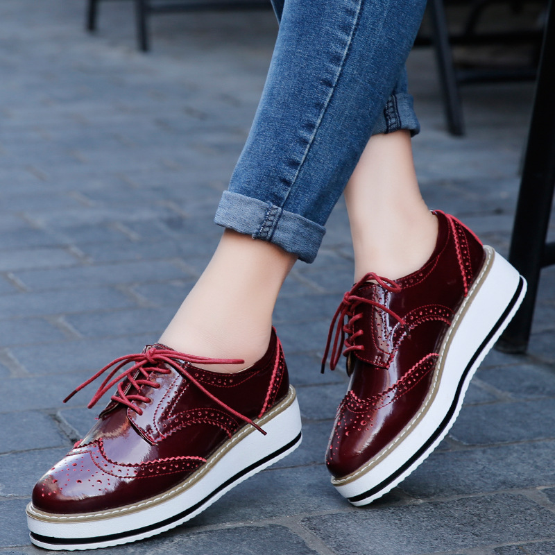 Women Loafers Shoes Leather Th - Oxford Lace Up Women ulasan dan harga