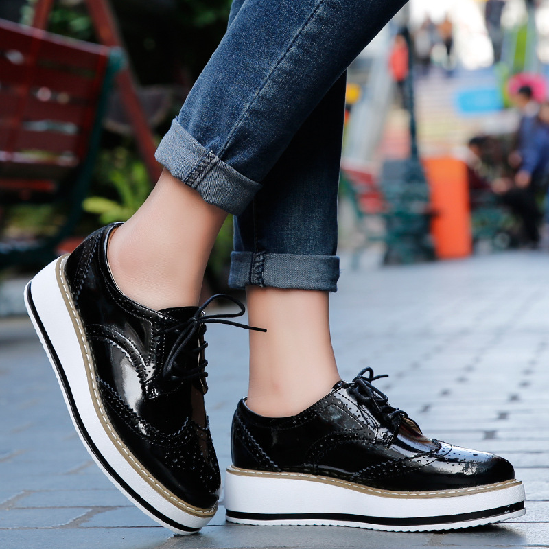 Women Loafers Shoes Leather Th - Oxford Lace Up Women ulasan dan harga