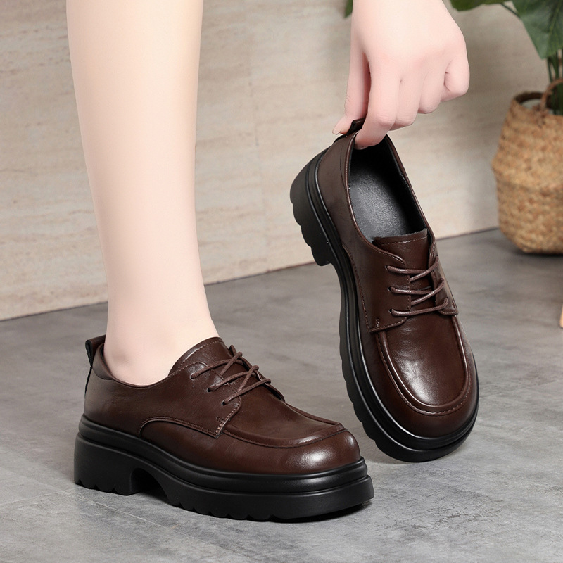 5cm Vintage Deep Mouth Soft Le - Oxford Lace Up Women ulasan dan harga