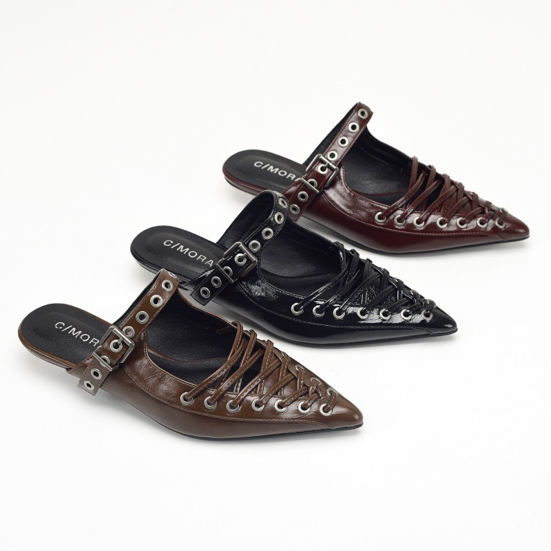 Pointed Toe Lace Up Women Slip - Women Shoes Elegant ulasan dan harga