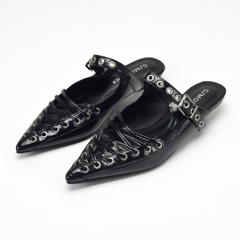 Pointed Toe Lace Up Women Slip - Women Shoes Elegant ulasan dan harga