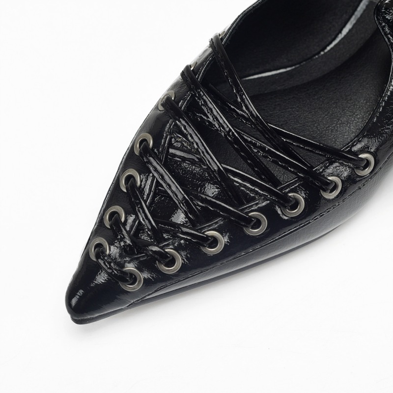 Pointed Toe Lace Up Women Slip - Women Shoes Elegant ulasan dan harga