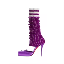 Butterfly-Kont Square Toe Knee - High Knee Heel Boots ulasan dan harga